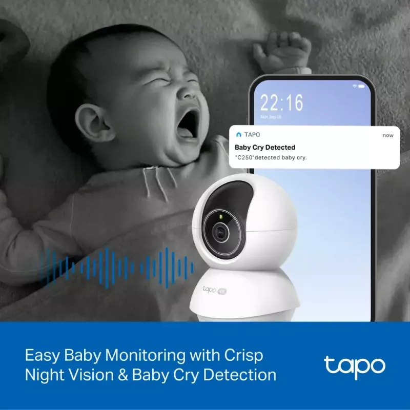 TP-LINK Tapo C250 | Pan/Tilt AI Home Security Wi-Fi-Kamera | PTZ | 8 MP | 4mm/F1.6 | H.265 | microSD-Karte bis zu 512 GB