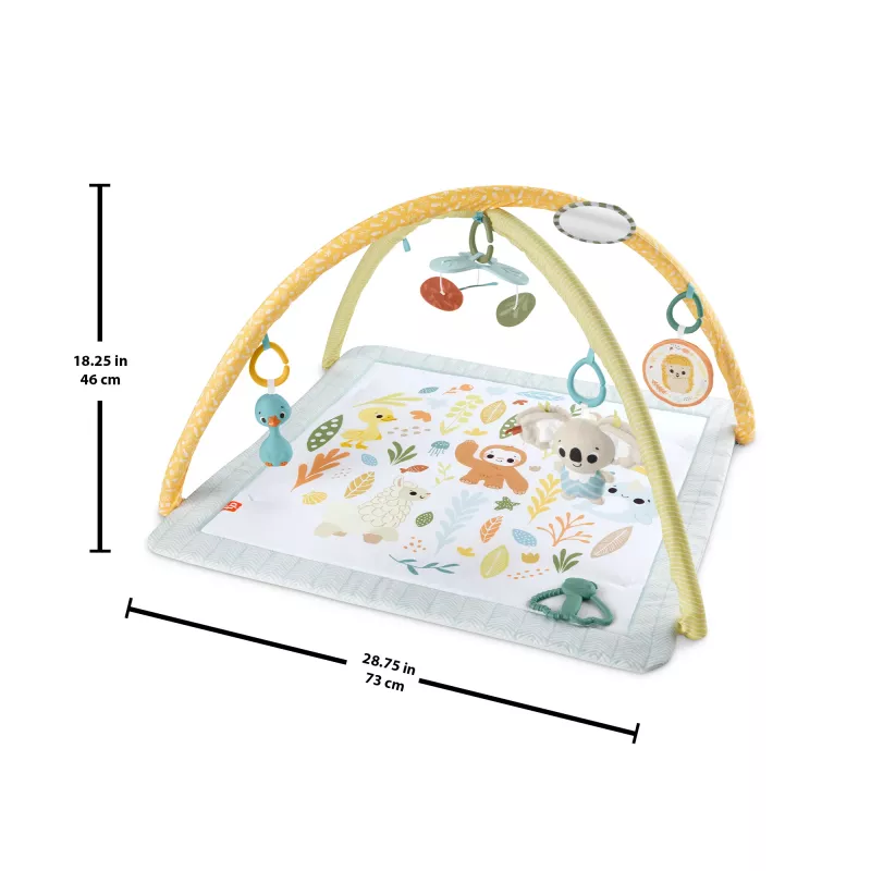 Fisher-Price Sensimals Simply Senses Neugeborenen-Spieldecke Baby-Aktivitätsmatte mit 6 sensorischen Spielzeugen