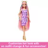 Barbie Fun & Fancy Hair Puppe mit extralangem buntem blondem Haar und Stylingzubehör