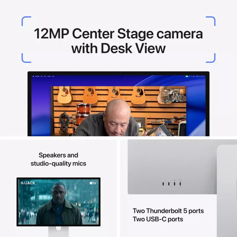 Monitor Apple Studio Display XDR — 27 Zoll 5K (5120×2880), LED, Nanotexturglas, neigungs- und höhenverstellbarer Ständer, Silber