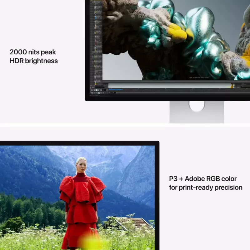 Monitor Apple Studio Display XDR — 27 Zoll 5K (5120×2880), LED, Nanotexturglas, neigungs- und höhenverstellbarer Ständer, Silber
