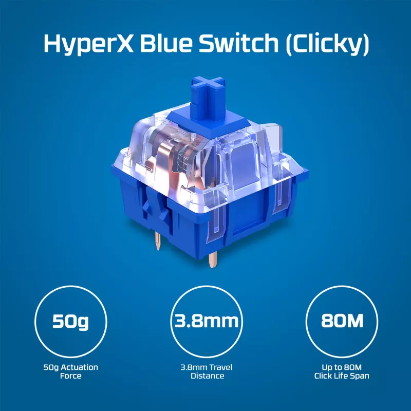 HyperX Alloy Origins PBT HX Blue – Mechanische Gaming-Tastatur