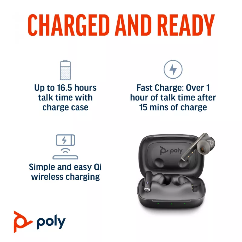 HP Poly Voyager Free 60 UC M Carbon Schwarz Earbuds +BT700 USB-C Adapter +Basic Charge Case