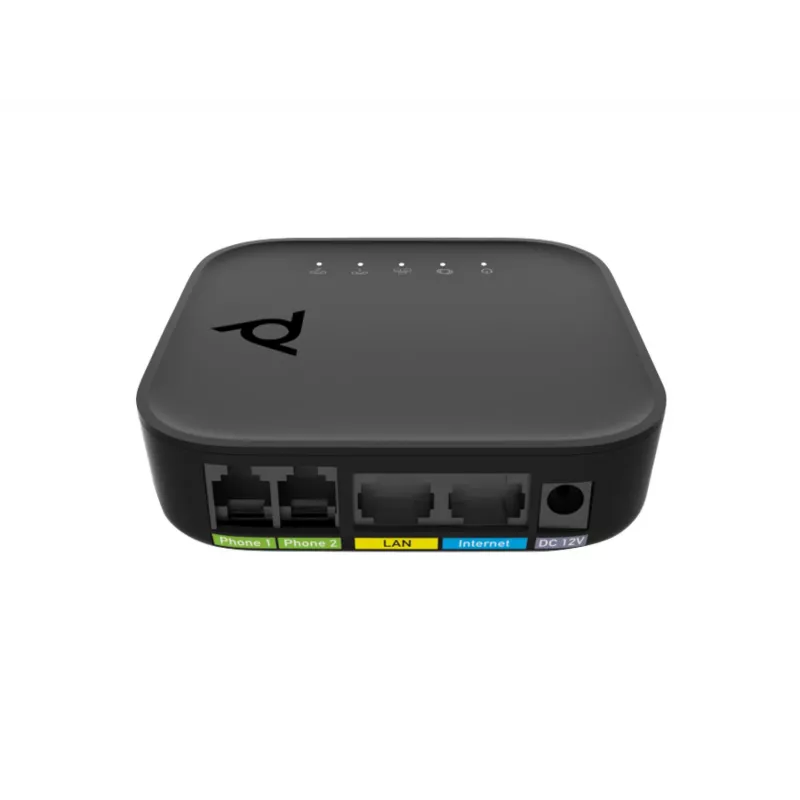Voice-Port-Adapter POLY ATA 402 2FXS VoIP-Adapter mit Open SIP, G.711/OPUS, Gleichstrom, 100–240 V AC-Eingang