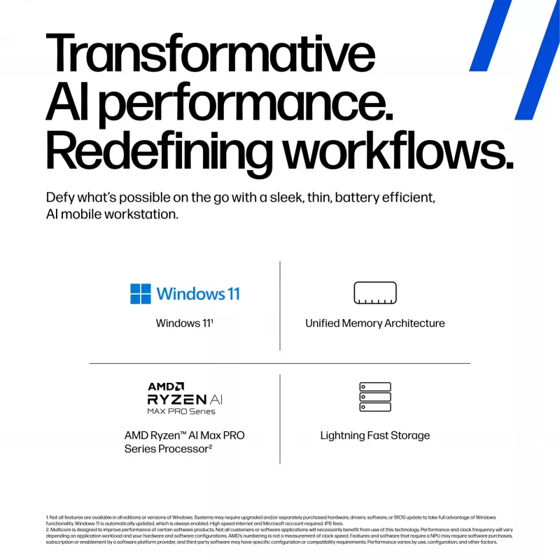 HP ZBook Ultra G1a Copilot+ PC AMD Ryzen AI Max PRO 390 35,6 cm (14 Zoll) Touchscreen 2.8K 64 GB LPDDR5x-SDRAM Wi-Fi 7 (802.11be) Windows 11 Pro AI Workstation, AI PC Silber