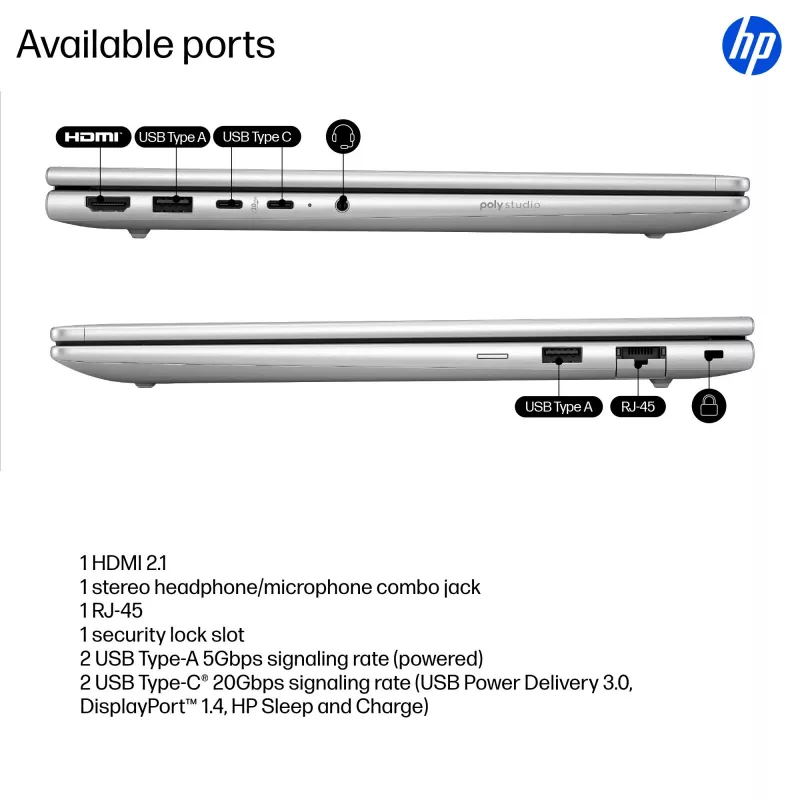 HP ProBook 4 G1iR Intel Core 5 120U Laptop 35,6 cm (14 Zoll) WUXGA 16 GB DDR5-SDRAM Wi-Fi 6E (802.11ax) Windows 11 Pro Silber