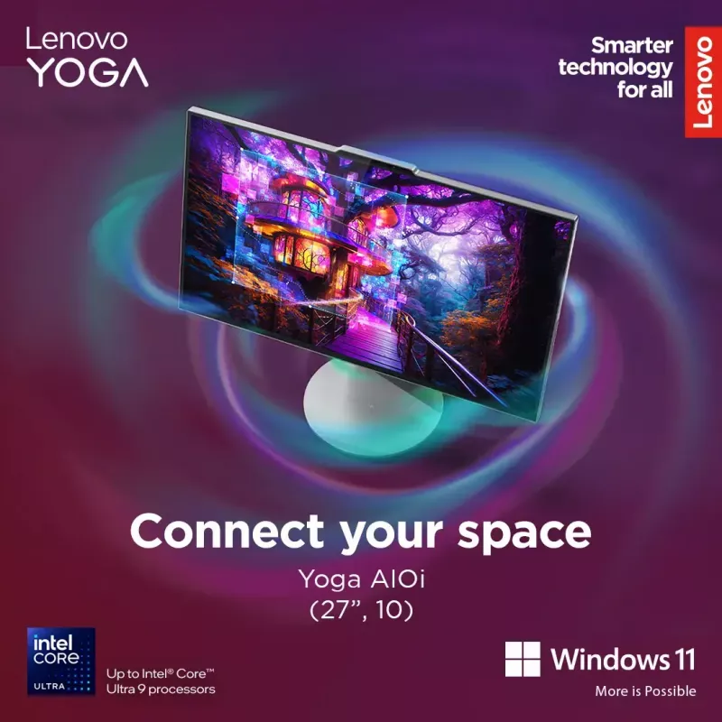 All-in-One-Desktop Lenovo Yoga AIO 9 27IAH10 — 27 Zoll QHD, Intel Core Ultra 7 255H, 16 GB LPDDR5x, 1 TB SSD, Intel Arc 140T, Windows 11 Home