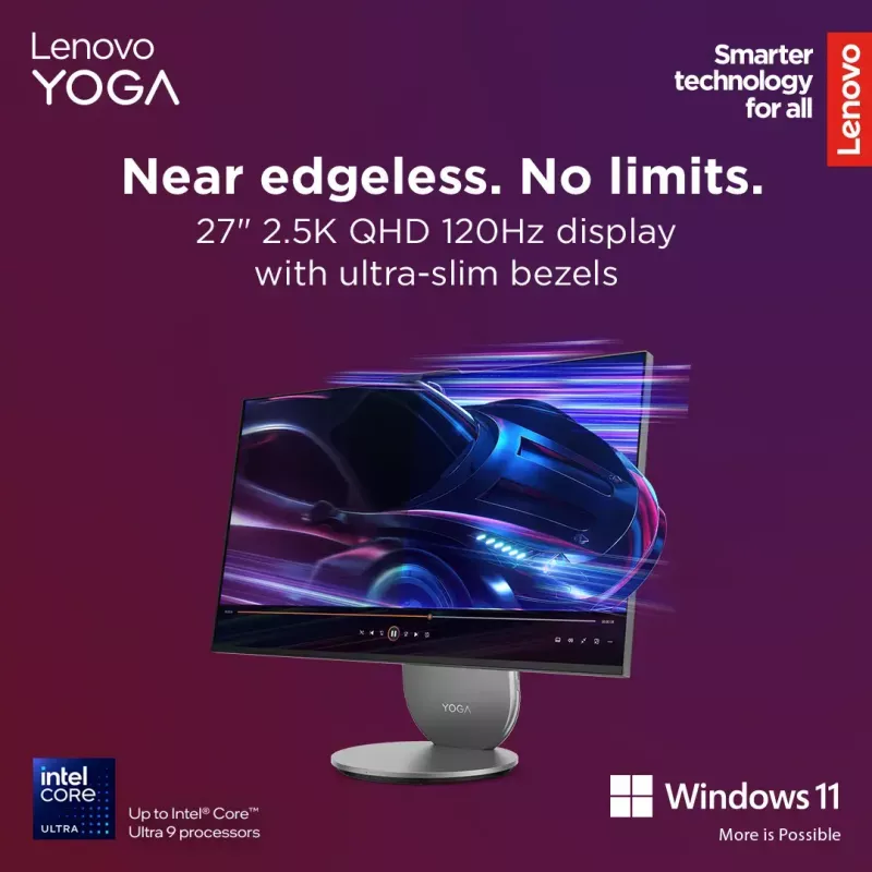 All-in-One-Desktop Lenovo Yoga AIO 9 27IAH10 — 27 Zoll QHD, Intel Core Ultra 7 255H, 16 GB LPDDR5x, 1 TB SSD, Intel Arc 140T, Windows 11 Home