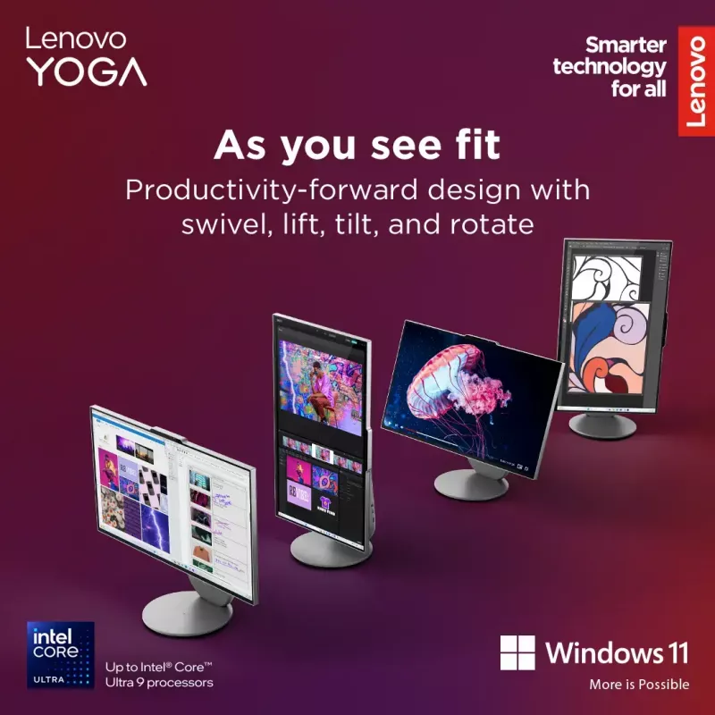 All-in-One-Desktop Lenovo Yoga AIO 9 27IAH10 — 27 Zoll QHD, Intel Core Ultra 7 255H, 16 GB LPDDR5x, 1 TB SSD, Intel Arc 140T, Windows 11 Home