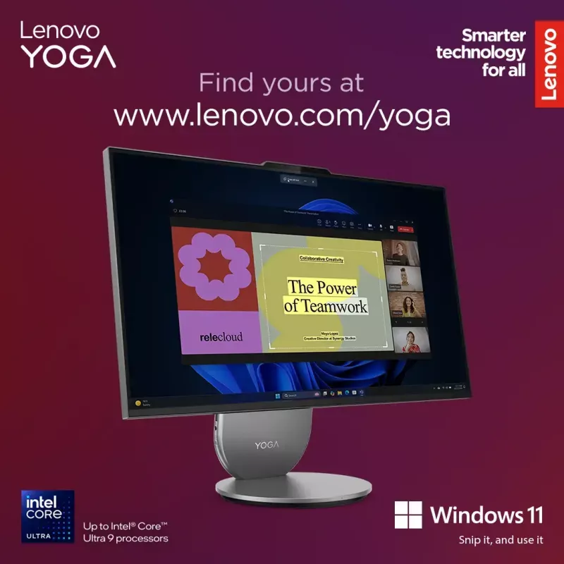 All-in-One-Desktop Lenovo Yoga AIO 9 27IAH10 — 27 Zoll QHD, Intel Core Ultra 7 255H, 16 GB LPDDR5x, 1 TB SSD, Intel Arc 140T, Windows 11 Home