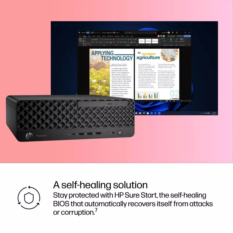 PC HP ProDesk 4 SFF G1i AI — Intel Core Ultra 7 265 (5,3 GHz, 20 Kerne), 16 GB DDR5, 1 TB NVMe SSD, Windows 11 Pro, Wi‑Fi 6E