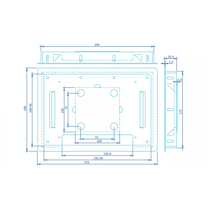 ProDVX FM-10S — schwarze Monitorhalterung, 270×188×27,4 mm, 0,67 kg, 1 Stk.