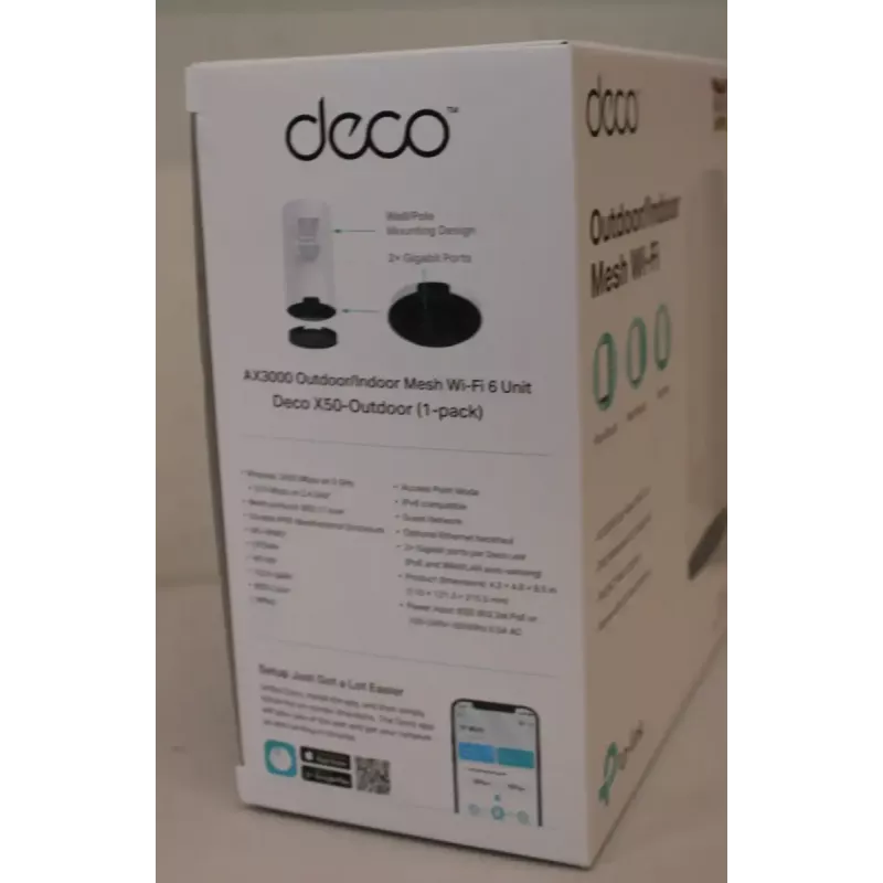 Outdoor-Mesh-Wi‑Fi-Einheit TP‑LINK Deco X50‑Outdoor AX3000 • 802.11ax • 2x Gigabit Ethernet • MU‑MIMO • Mesh-Support • Kein mobiles Breitband