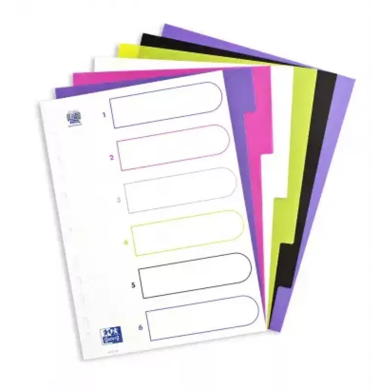 Divider Elba Oxford 400005445 — A4 Polypropylen (PP), sortierte Farben, 6 Stück, 227×300 mm