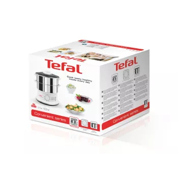 Tefal VC1451 Dampfgarer 2 Körbe Freistehend 900 W Weiß, Edelstahl