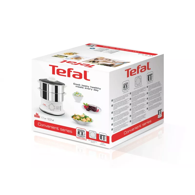 Tefal VC1451 Dampfgarer 2 Körbe Freistehend 900 W Weiß, Edelstahl