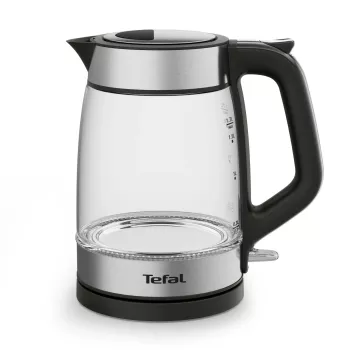 Tefal Glas-Wasserkocher KI605830 elektrischer Wasserkocher 1,7 L 2200 W Schwarz, Silber, Transparent