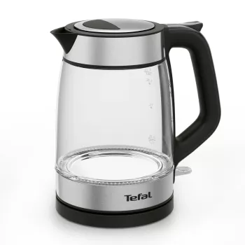 Tefal Glas-Wasserkocher KI605830 elektrischer Wasserkocher 1,7 L 2200 W Schwarz, Silber, Transparent