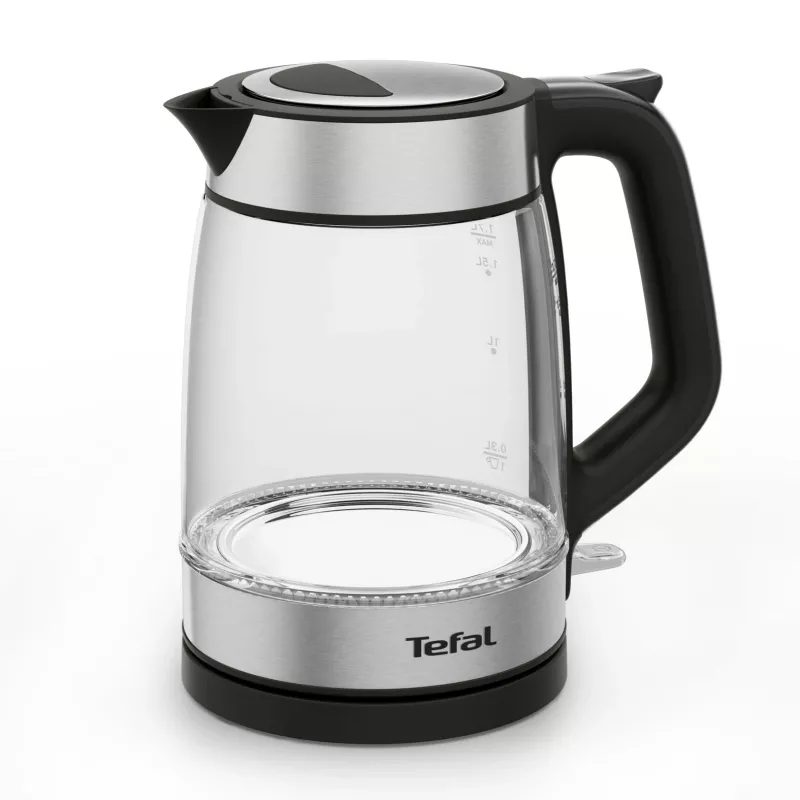 Tefal Glas-Wasserkocher KI605830 elektrischer Wasserkocher 1,7 L 2200 W Schwarz, Silber, Transparent