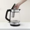 Tefal Glas-Wasserkocher KI605830 elektrischer Wasserkocher 1,7 L 2200 W Schwarz, Silber, Transparent