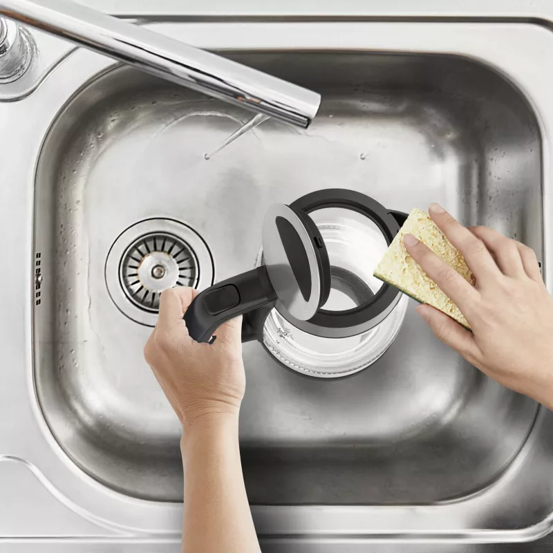 Tefal Glas-Wasserkocher KI605830 elektrischer Wasserkocher 1,7 L 2200 W Schwarz, Silber, Transparent