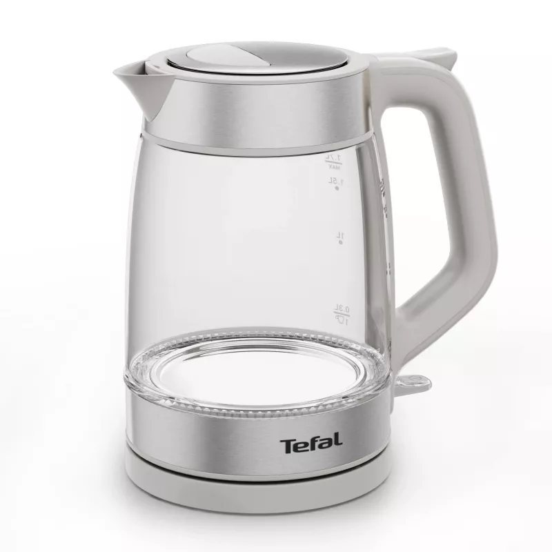 Tefal Glaskocher KI605B30 elektrischer Wasserkocher 1,7 L 2200 W Grau, Silber, Transparent