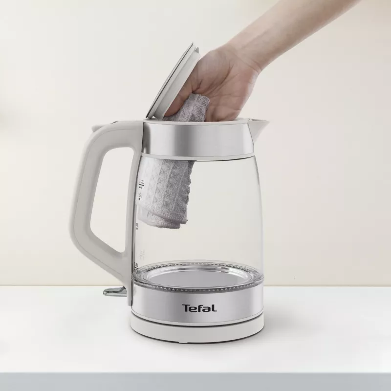 Tefal Glaskocher KI605B30 elektrischer Wasserkocher 1,7 L 2200 W Grau, Silber, Transparent