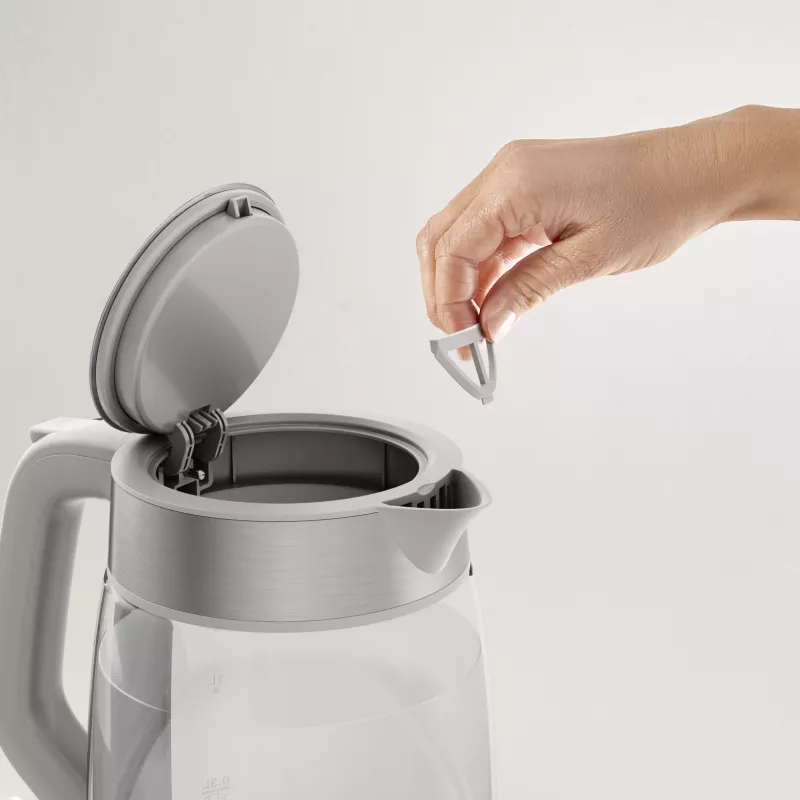 Tefal Glaskocher KI605B30 elektrischer Wasserkocher 1,7 L 2200 W Grau, Silber, Transparent
