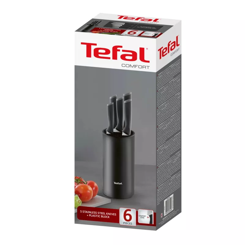 Küchenmesserset Tefal K2216S74 — Edelstahlklingen, 20 cm Klingenlänge, 5-teiliges Set