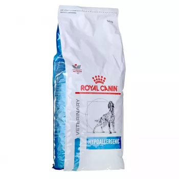 Trockenfutter für Hunde Royal Canin Hypoallergenic Adult — 14 kg, Leber- & Reissorte, 21 % Protein, 19 % Fett, glutenfrei