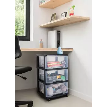 Aufbewahrungs-Schubladeneinheit Curver 0806770146 – 5 Schubladen, je 20 L, schwarz/durchscheinend, 37×39×100 cm