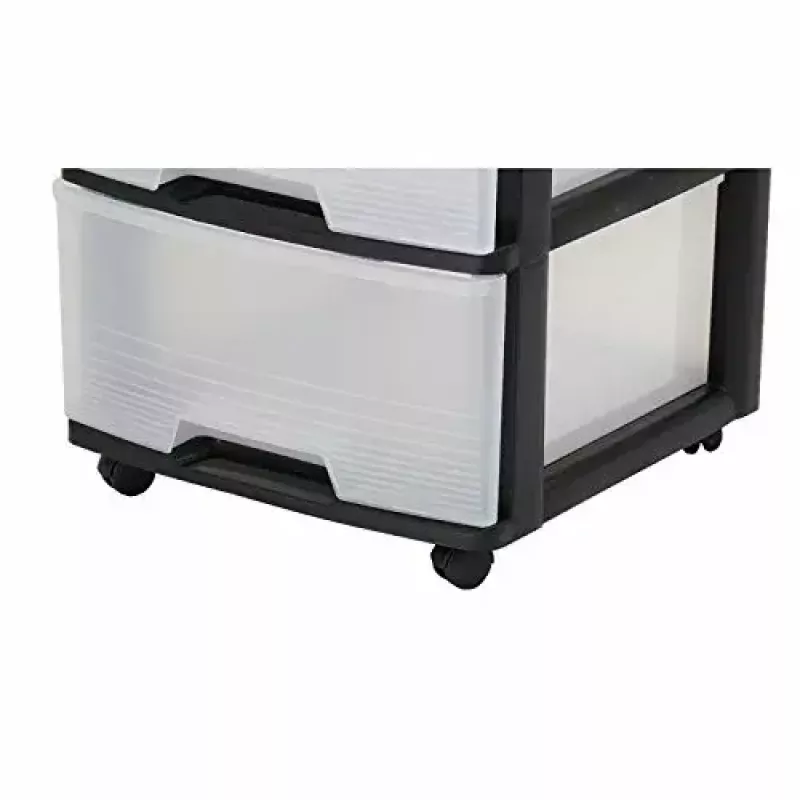 Aufbewahrungs-Schubladeneinheit Curver 0806770146 – 5 Schubladen, je 20 L, schwarz/durchscheinend, 37×39×100 cm