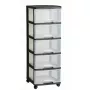 Aufbewahrungs-Schubladeneinheit Curver 0806770146 – 5 Schubladen, je 20 L, schwarz/durchscheinend, 37×39×100 cm