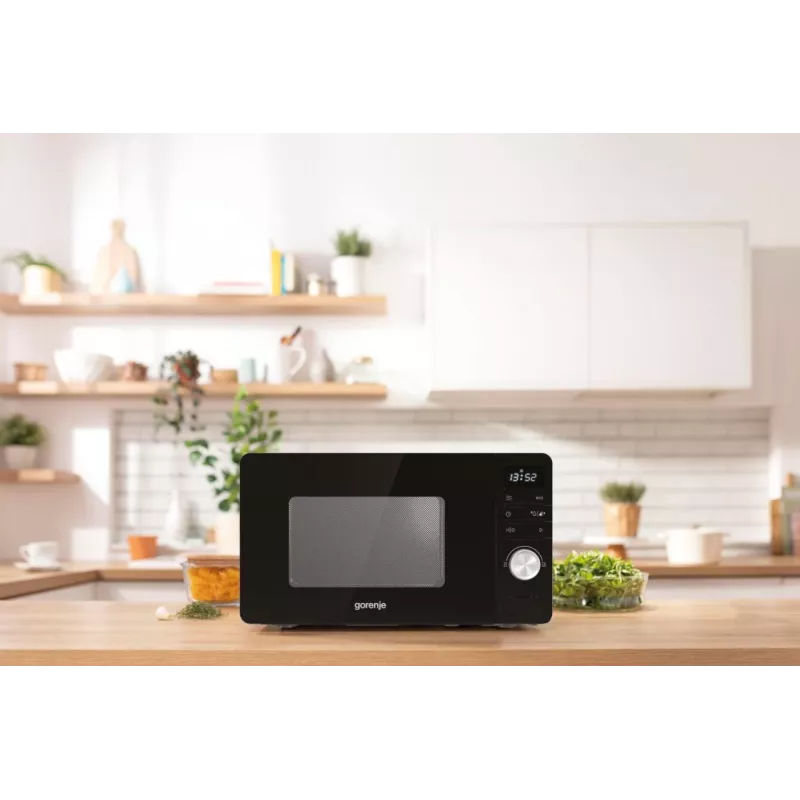 Gorenje Mikrowelle MO20A3B, Arbeitsplatte, Solo-Mikrowelle, 20 l, 800 W, integriertes Display, LED