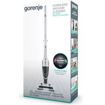 Gorenje SVC180FW 2-in-1 Stielstaubsauger Batterie Trocken HEPA Beutellos 0,6 L Weiß