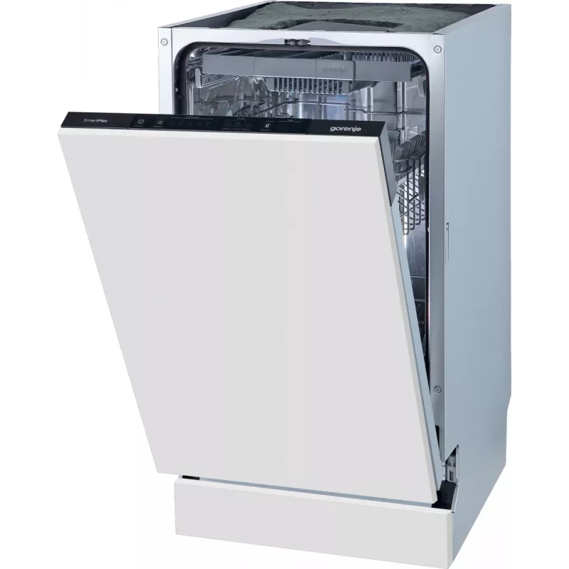 Gorenje Diskmaskin GV561D10 BK070, Unterbaufähig, Slimline (45 cm), Weiß, Standard (80 - 85 cm), Schwarz, Tasten