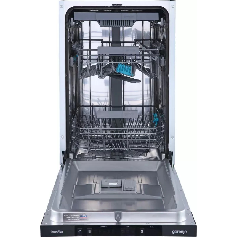 Gorenje Diskmaskin GV561D10 BK070, Unterbaufähig, Slimline (45 cm), Weiß, Standard (80 - 85 cm), Schwarz, Tasten