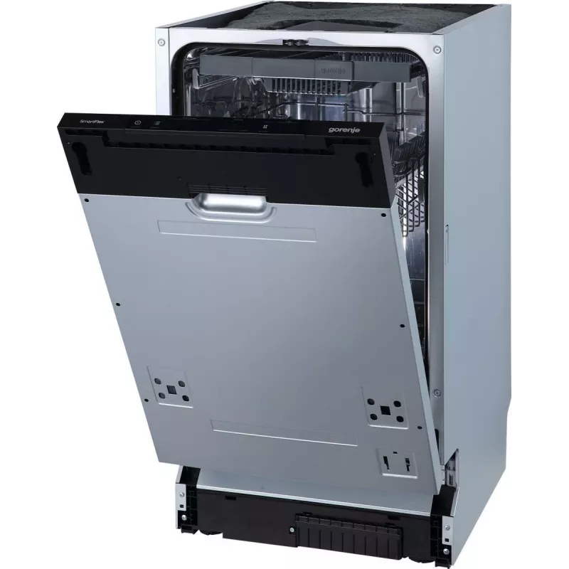 Gorenje Diskmaskin GV561D10 BK070, Unterbaufähig, Slimline (45 cm), Weiß, Standard (80 - 85 cm), Schwarz, Tasten