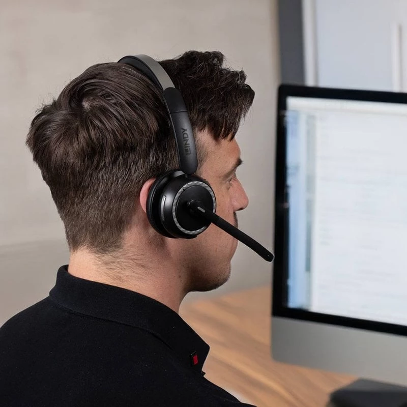 Lindy L118 Kabelloses Noise-Cancelling-Headset & Ladestation