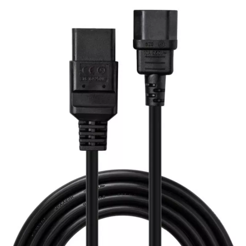 Lindy 2m C14 auf C19 Netzkabel-Verlängerung, Schwarz, 2 m, IEC C14, IEC C19, 250 V