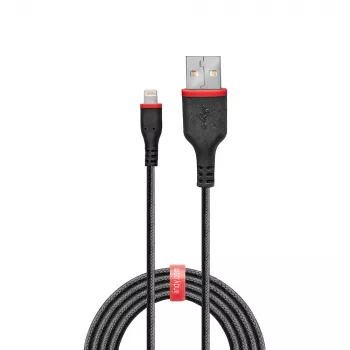 Lindy 1m Verstärktes USB Typ-A auf Lightning Kabel, 1 m, Lightning, USB A, Stecker, Stecker, Schwarz