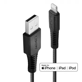 Lindy 3m verstärktes USB Typ A auf Lightning Lade- und Sync-Kabel