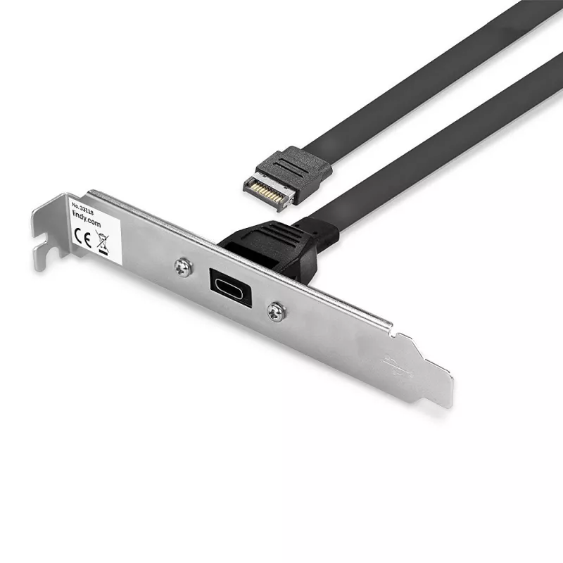Lindy Single Port USB 3.1 Gen 2 Type C Back Plate, 0,45 m, USB A, Stecker, Stecker, 0 - 65 °C, 0 - 70 °C