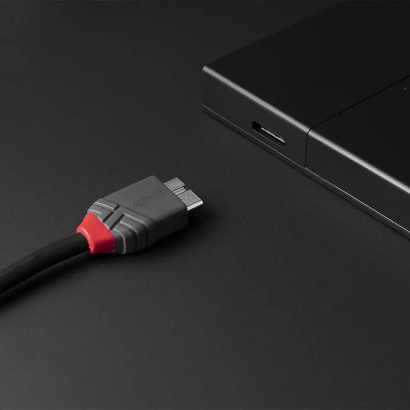Lindy 1m USB 3.2 Typ C auf Micro-B Kabel, Anthra Line, 1 m, USB C, Micro-USB B, USB 3.2 Gen 1 (3.1 Gen 1), Schwarz