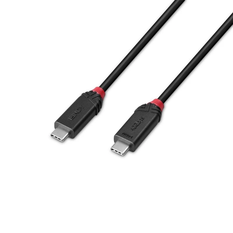 Lindy 2m USB4 240W Typ-C-Kabel, Schwarz Line, 2 m, USB C, USB C, USB4 Gen 3x2, 40 Gbit/s, Schwarz