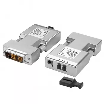 Lindy 1500m Fibre Optic DVI-D Single Link Extender, DVI, DVI-D, 1920 x 1200 Pixel, Silber, 1500 m, 40 x 70 x 15 mm