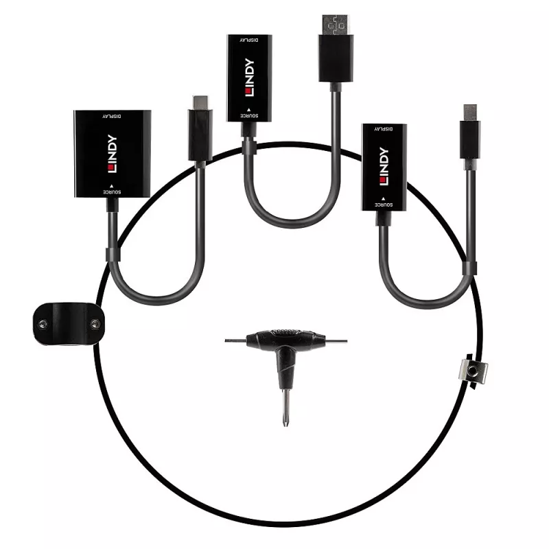 Lindy USB-Typ-C-, mDP- und DisplayPort-zu-HDMI-18G-Konverter-Halterung