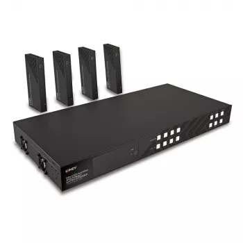 Lindy 150m Cat.6 4x4 HDMI 4K60 HDBaseT Matrix Extender, 3840 x 2160 Pixel, AV-Sender & -Empfänger, 150 m, Kabelgebunden, Schwarz, HDCP