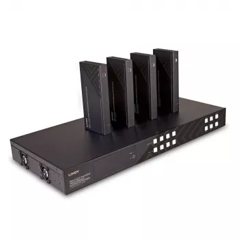 Lindy 150m Cat.6 4x4 HDMI 4K60 HDBaseT Matrix Extender, 3840 x 2160 Pixel, AV-Sender & -Empfänger, 150 m, Kabelgebunden, Schwarz, HDCP