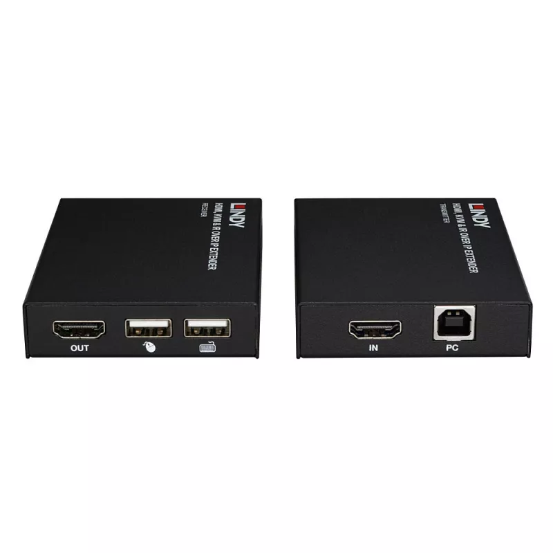 Lindy HDMI, KVM & IR over IP Extender, Sender & Empfänger, Kabelgebunden, 150 m, Cat5e, Cat6, Schwarz, Metall